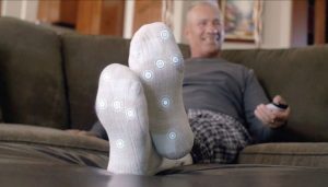 Neurofabric™, a  Diabetic Sock and Foot Monitoring  System developed by San Francisco-based Siren, features six microsensors  that continuously monitor foot  temperature, looking for variation.