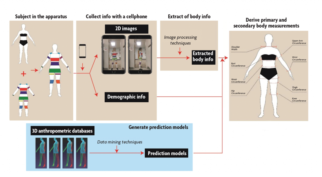 Figure 1a: A schematic showing the body measurement system. 