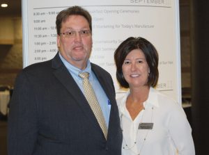 The Synthetic Yarn &  Fabric Association’s  Rodney Turner (left) with AFA’s Stephanie Manis